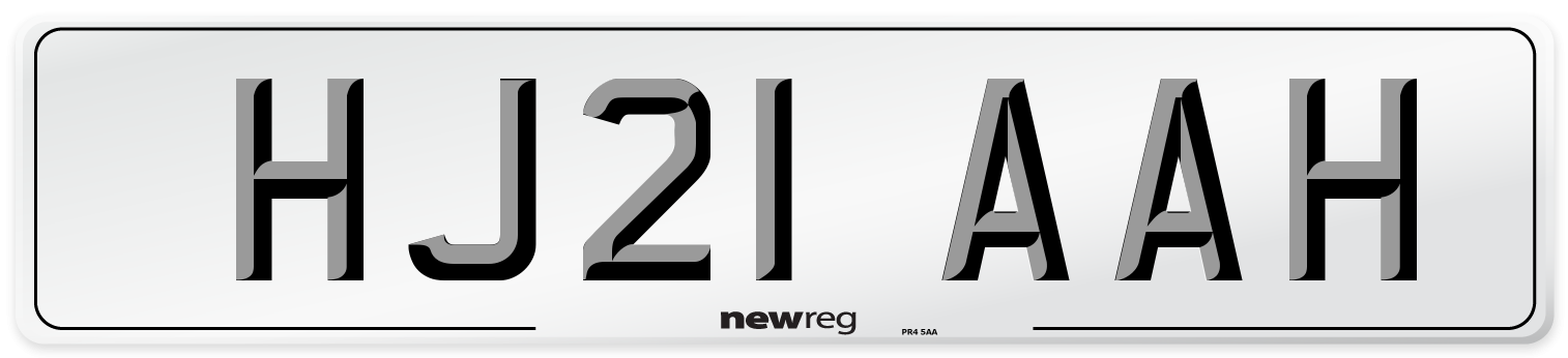 HJ21 AAH Number Plate from New Reg